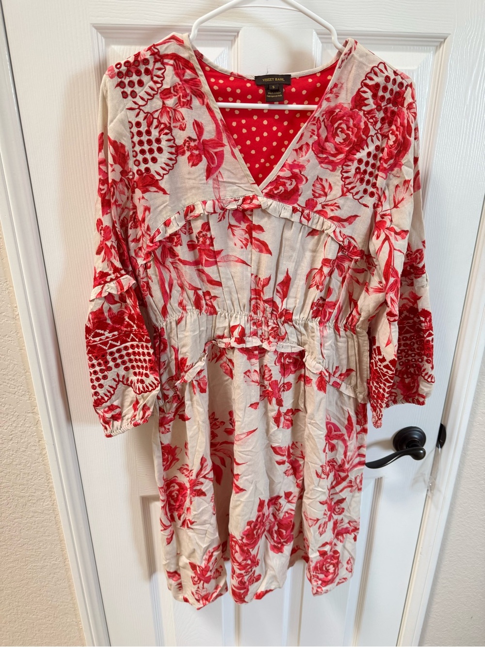 Vineet Bahl Red Polka Dot Blouse